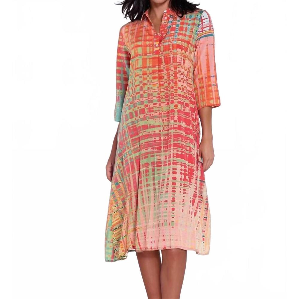 NEW UNBREAK.IT mary watercolor shirtdress in pink multi